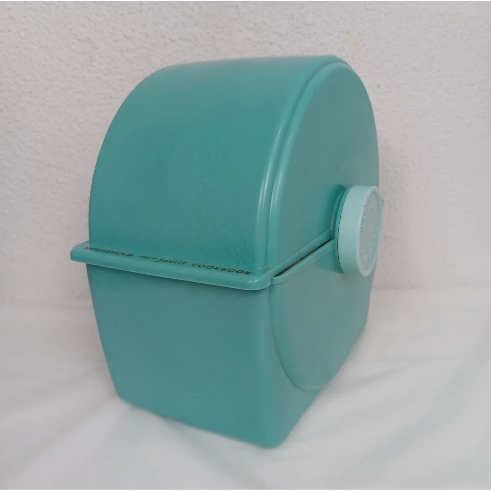 Vintage Household Hi-Speed Cookbook 1956 Rolodex Turn Style Recipe Turquois